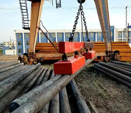 Billet, beam billet, slab crane using lifting electromagnet