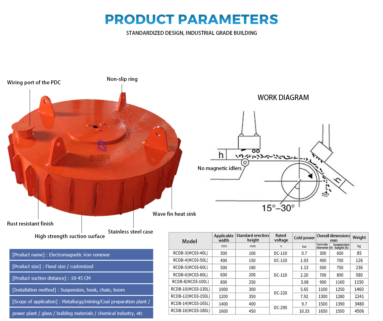 Hanging electromagnetic iron remover 5